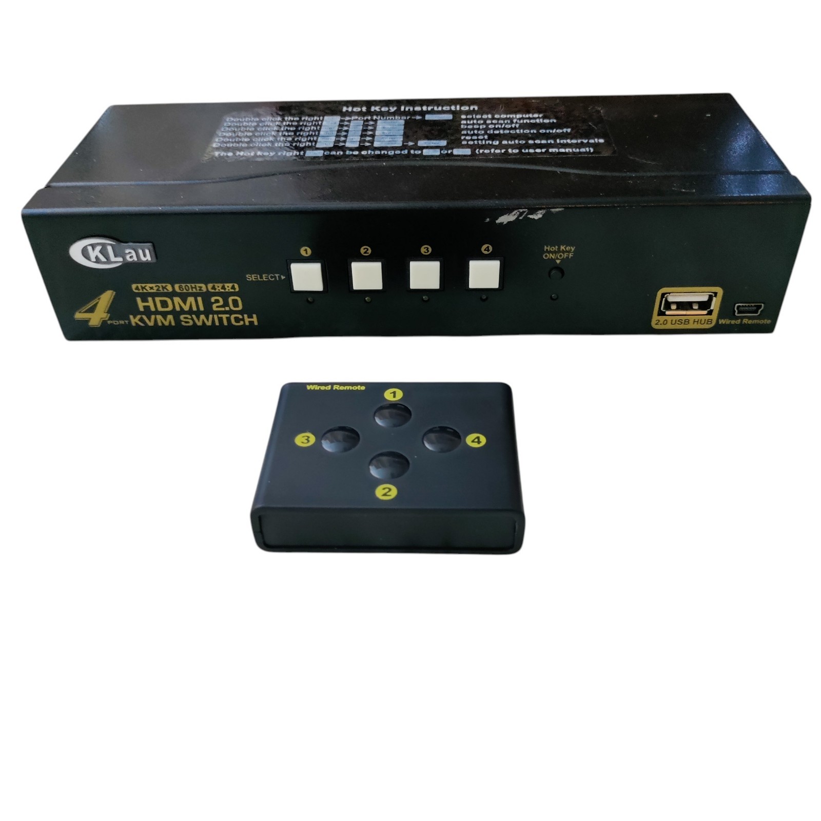 CKLau 4 Port HDMI 2.0 KVM Switch With Remote Units Only No Wires