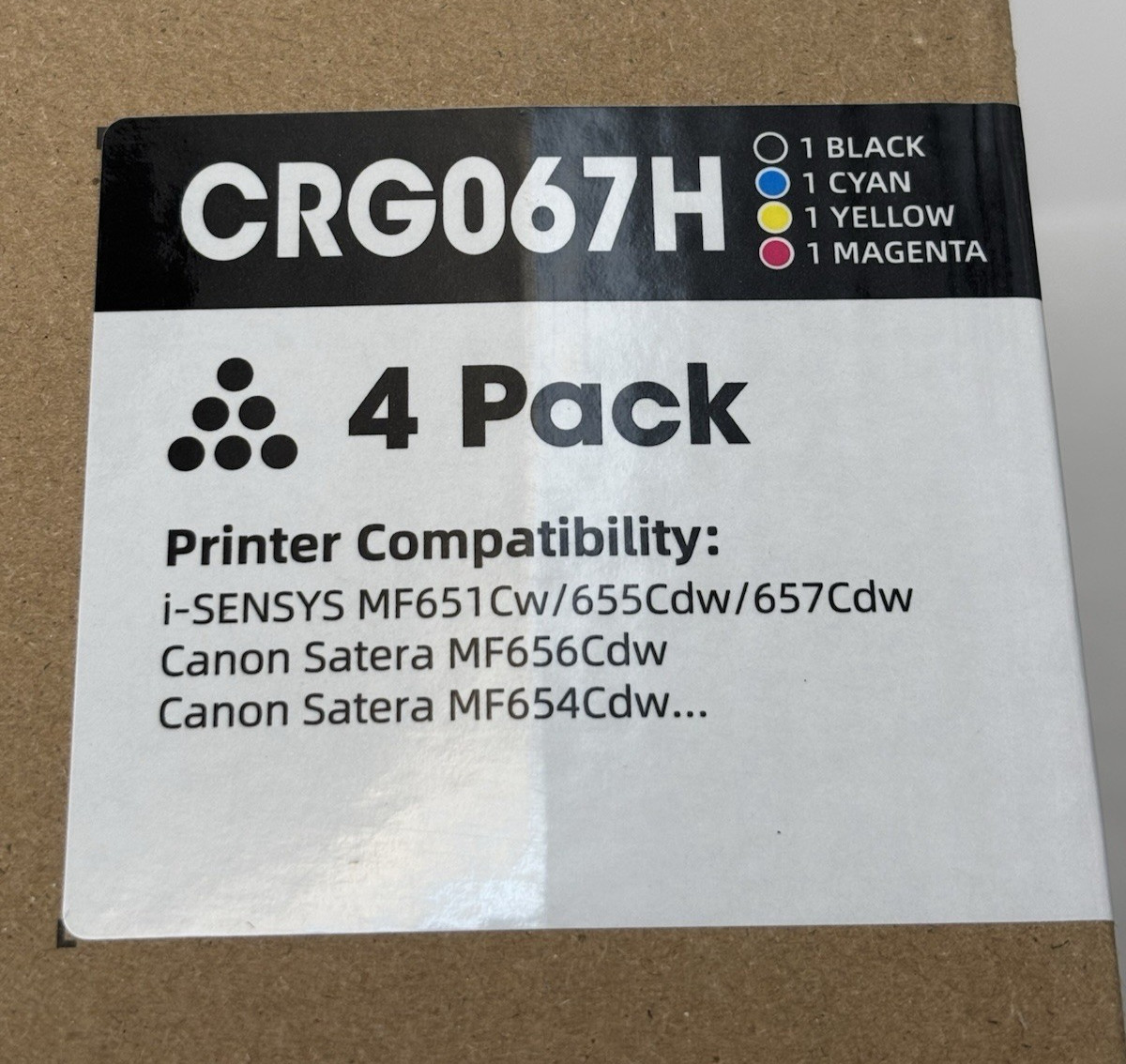 4 Cartridge Toner Set- CRG-067H -Black, Cyan, Magenta, and Yellow 067 NEW SEALED