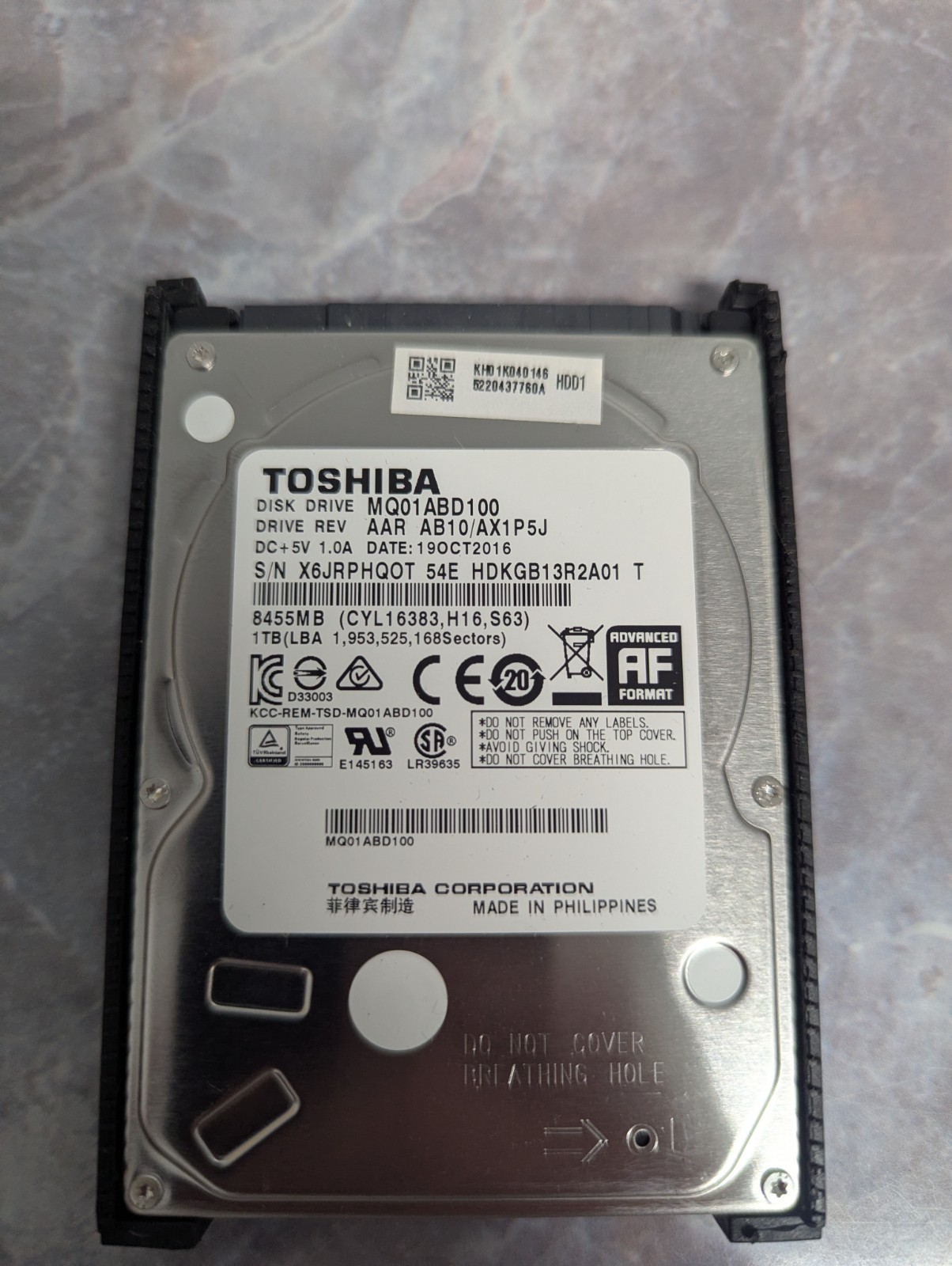 Toshiba 1TB MQ01ABF100 2.5in SATA III  hard drive 