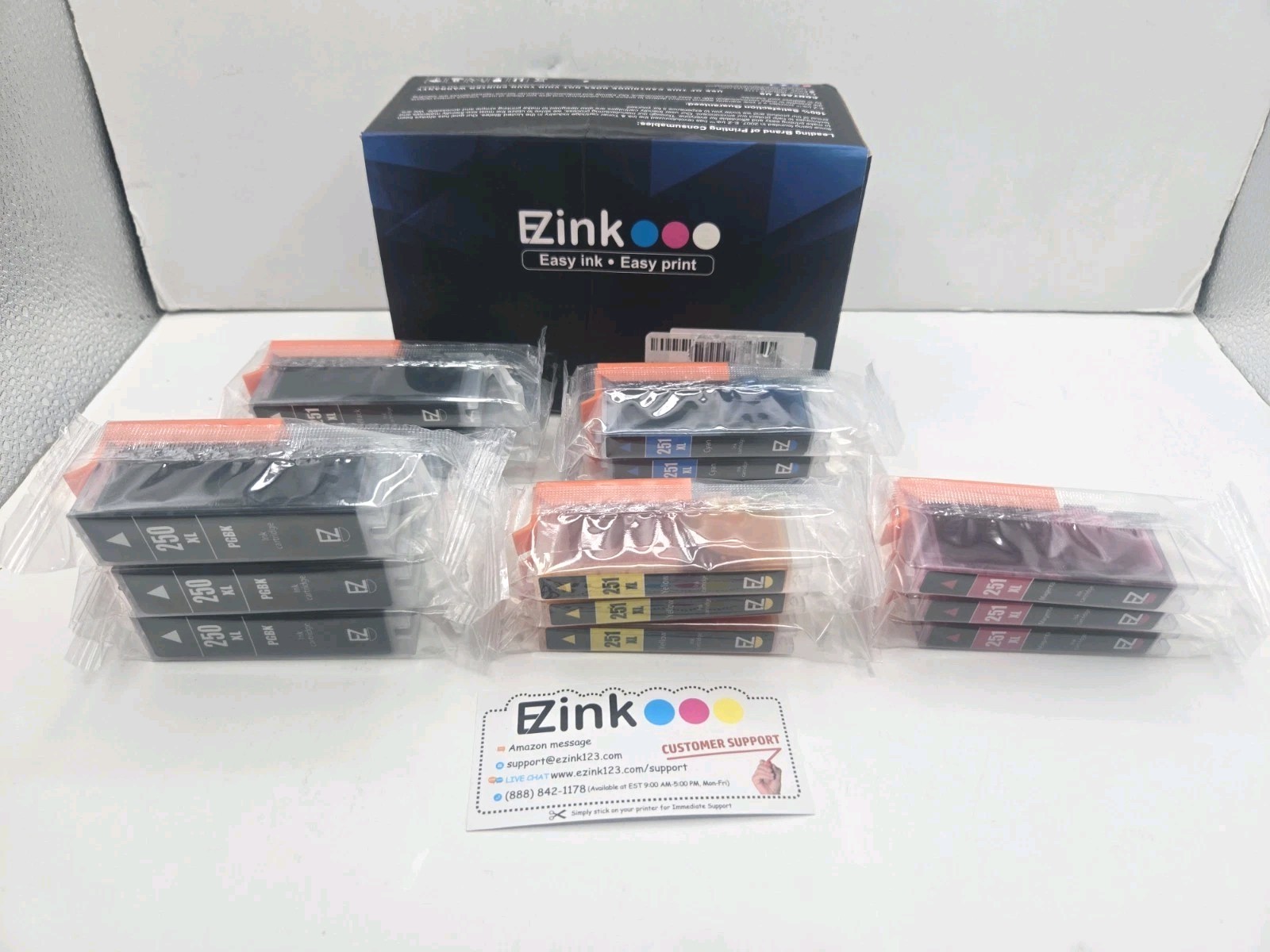 EZink Ink Cartridges PGI250XL, CLI251XL (15 Pack) All Sealed