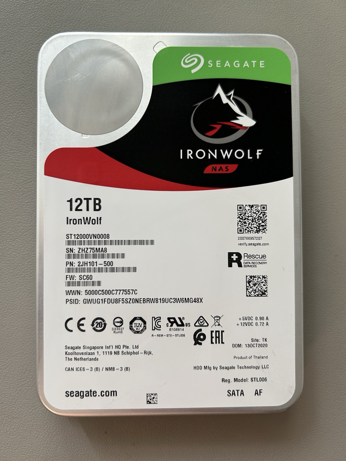 Seagate ST12000VN0008 12TB IronWolf 3.5"SATA 7200rpm Internal Hard Drive, 2Days