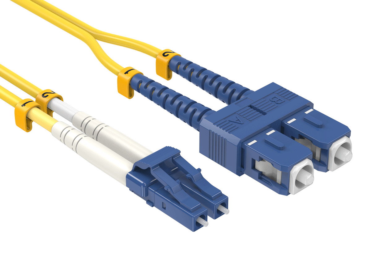 5m OS2 LC to SC UPC Duplex Corning Fiber Optic Cable SingleMode 9/125 OFNR Ra...