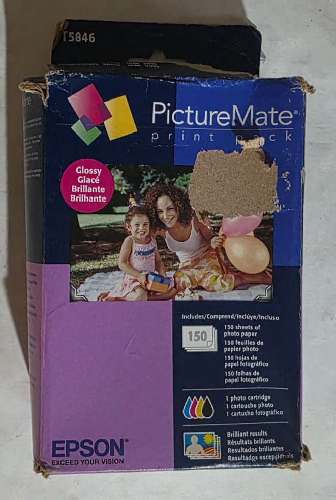 EPSON T5846 PictureMate Sealed 4x6 150 Glossy Photo Paper NO Cartridge OPEN BOX