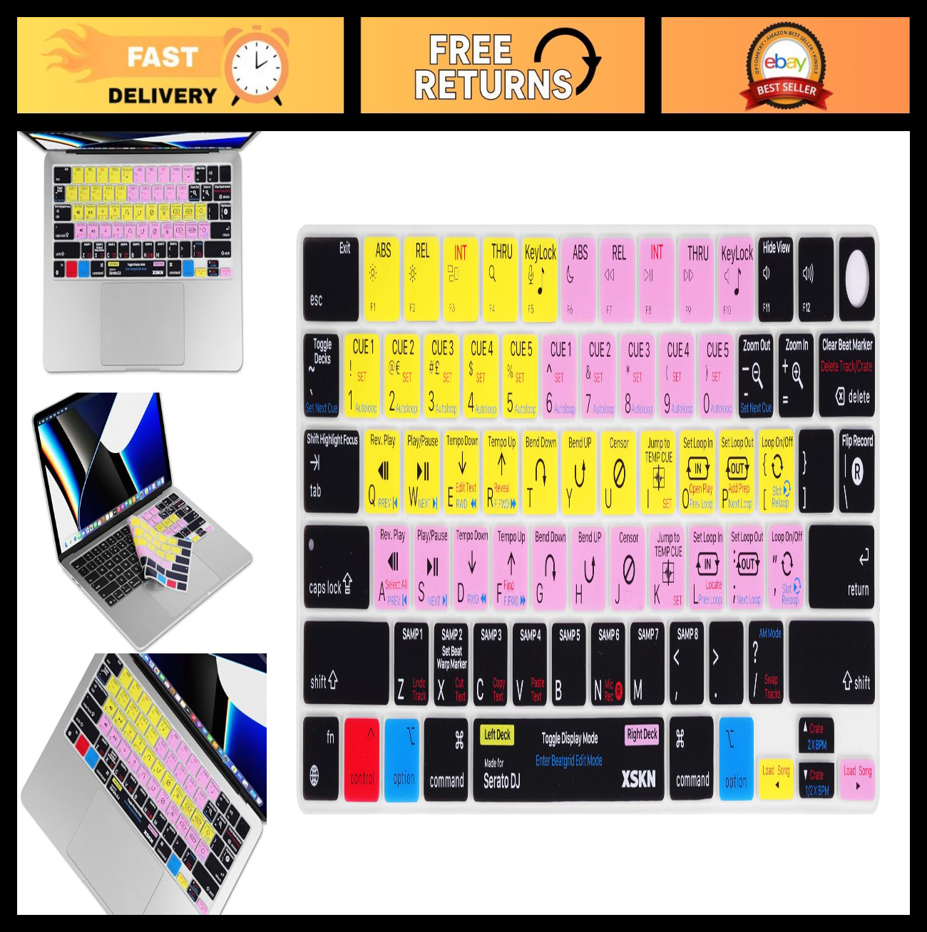 DJ Keyboard Cover Skin for MacBook Pro/Air 13-16" - Serato Shortcuts, US Version