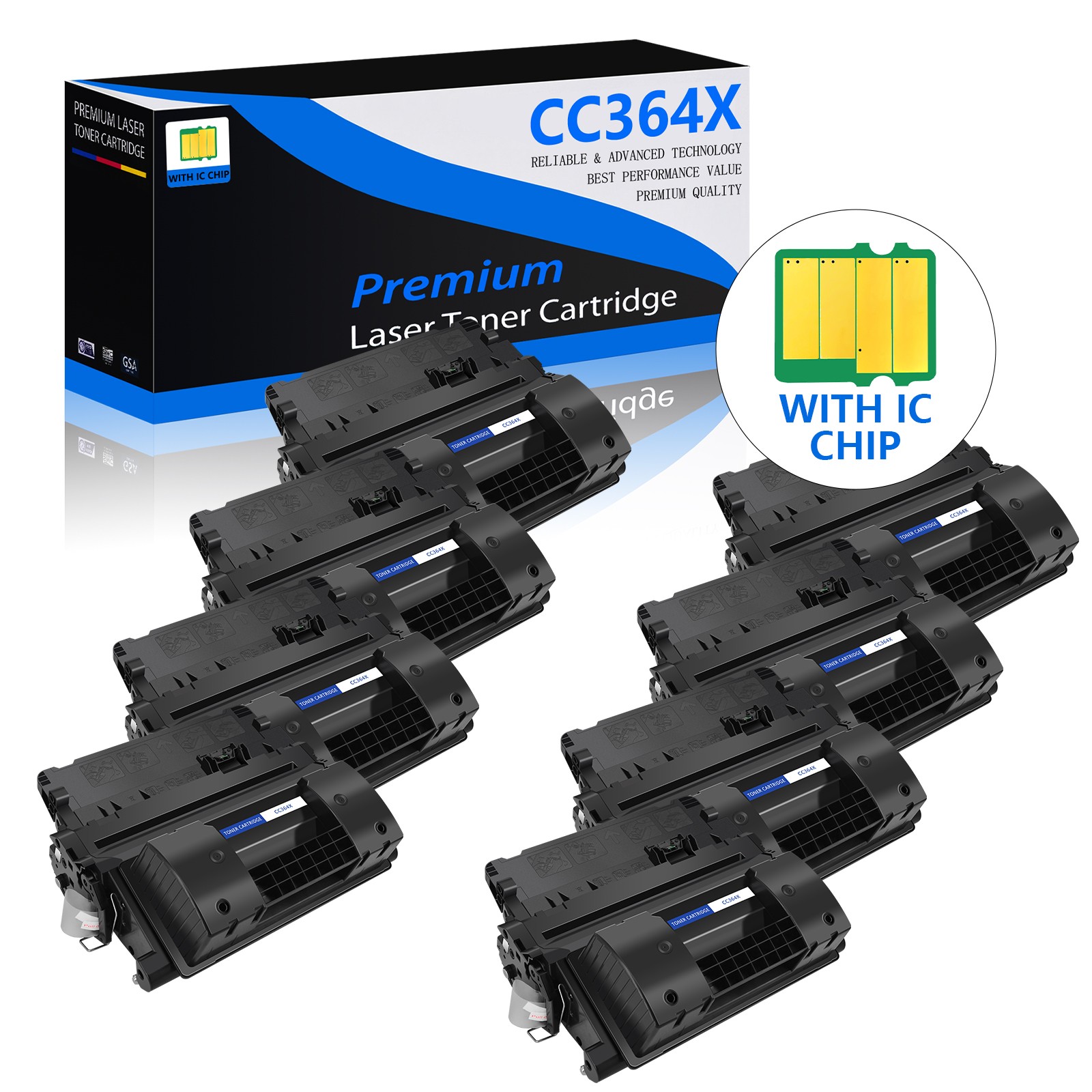 8PK CC364X 64X High Yield Toner Cartridge for HP LaserJet P4015n P4015x P4515tn
