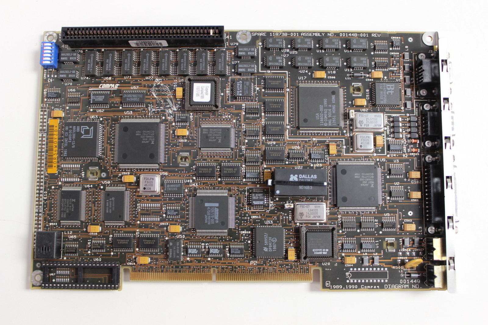 COMPAQ 118738-001 286/12 SYSTEM BOARD MOTHERBOARD DP 286N ASY 001448 DIAG 001449