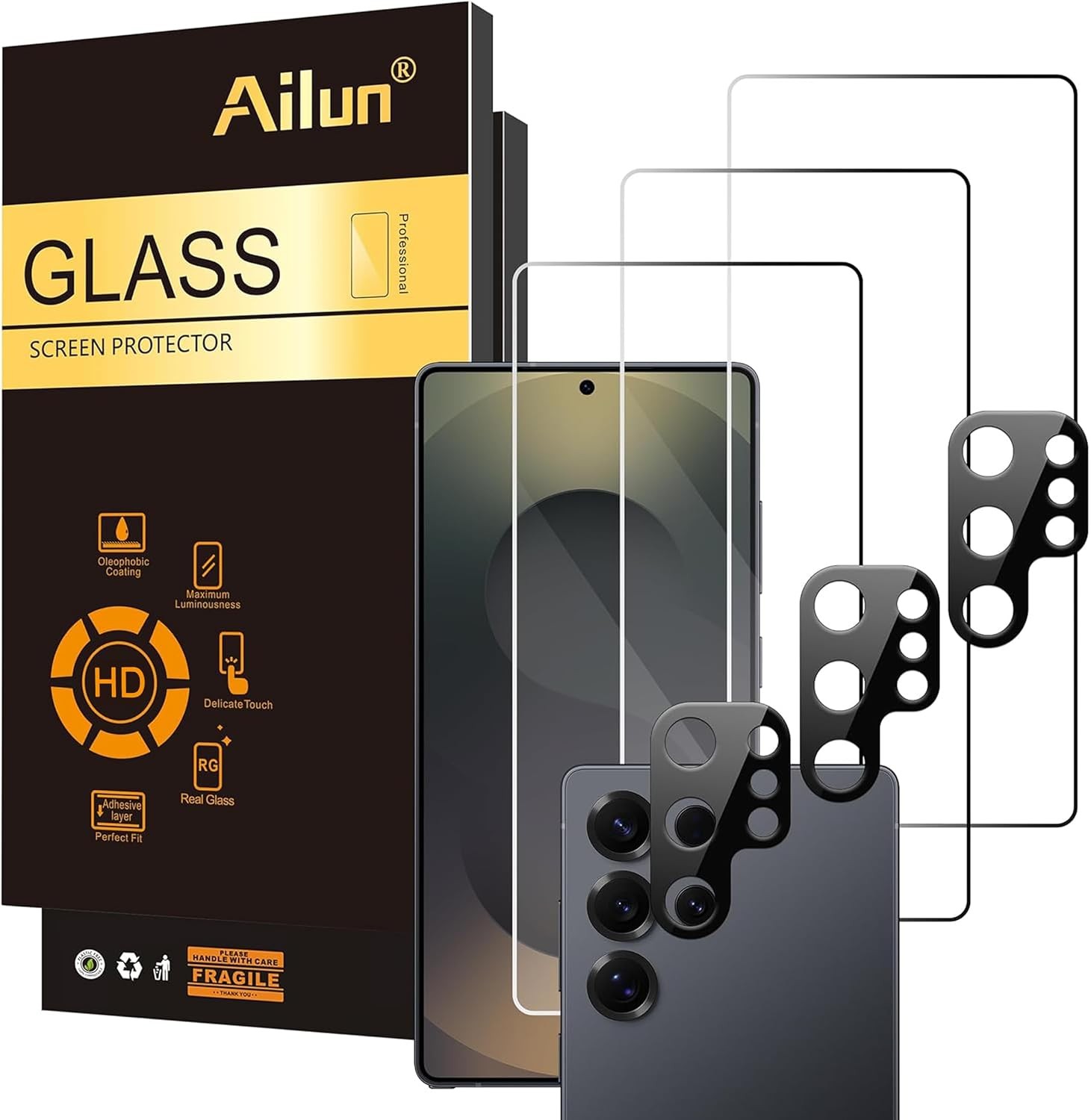 Screen Protector + Camera Lens Protector for Galaxy S25 Ultra,3+3Pack