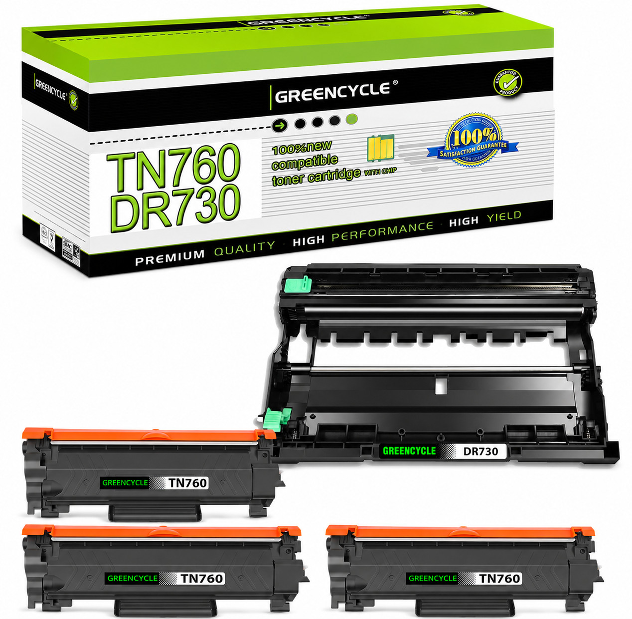 3 TN760 Toner +1 DR730 Drum Fits for Brother MFC-L2710DN L2713DW L2715DW L2730DW