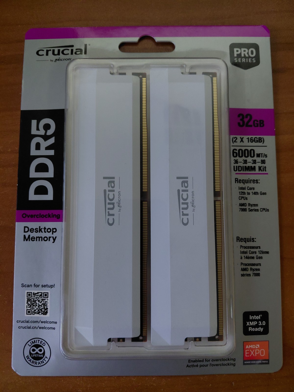 NEW 32GB (2x16GB) Crucial Micron DDR5 PC5-6000 Desktop RAM PC UDIMM
