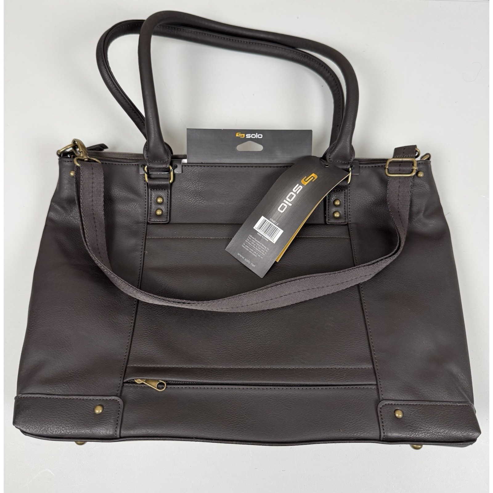 Solo Brown Leather 17" Laptop Purse Bag NWT Messenger Carry Luggage 15" VTAB11-3
