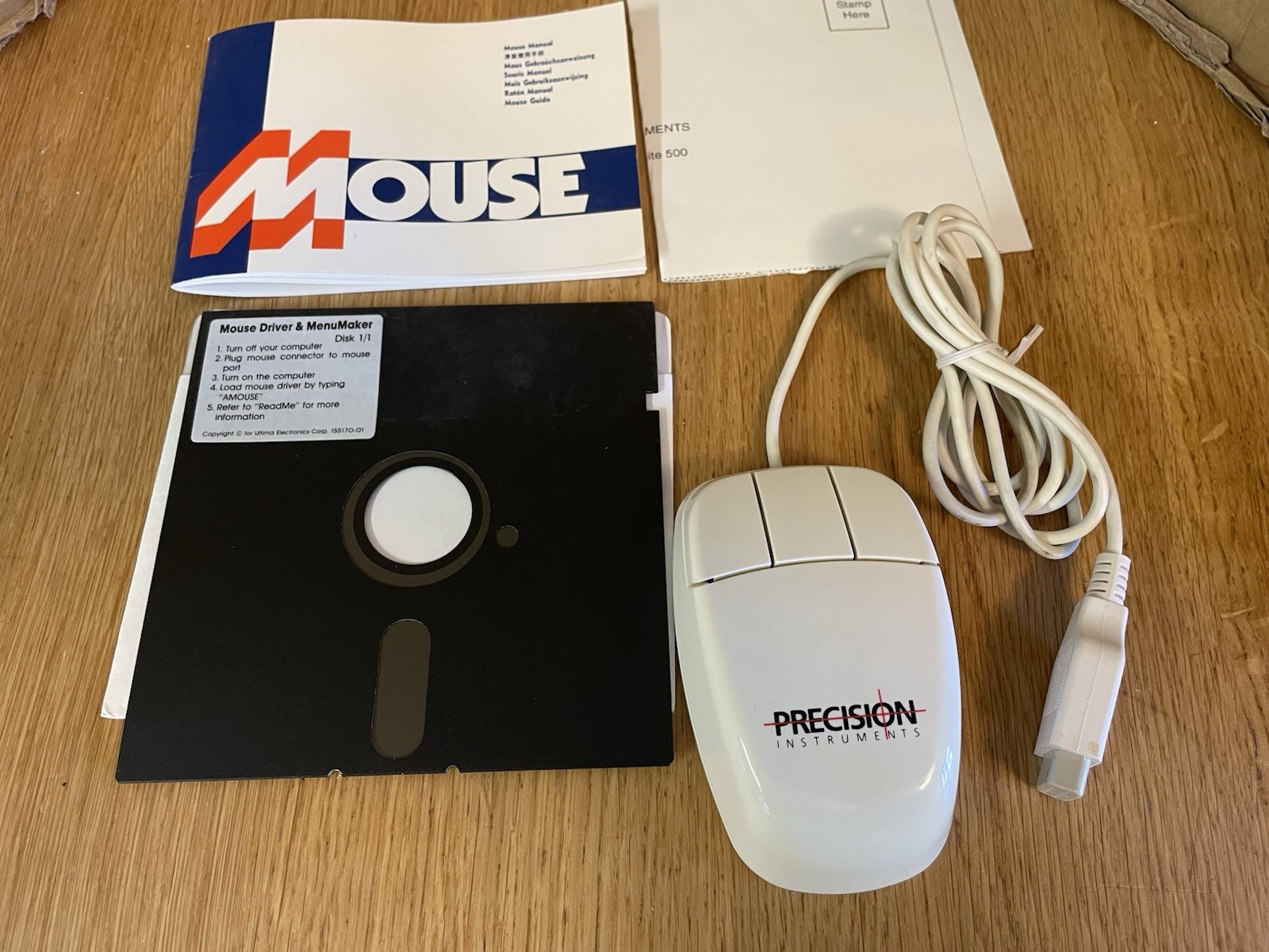 Vintage Precision Instruments 3-Button Mouse Serial With Floppy Driver