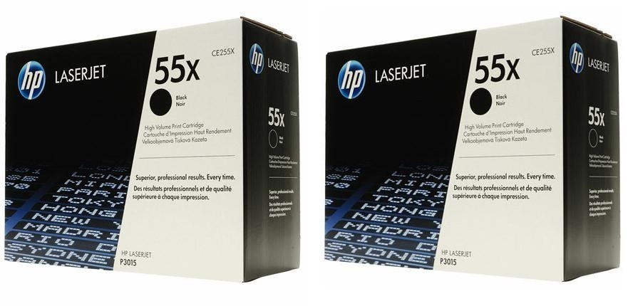 2 NEW Genuine Factory Sealed HP 55X Toner Cartridges CE255X Black Boxes