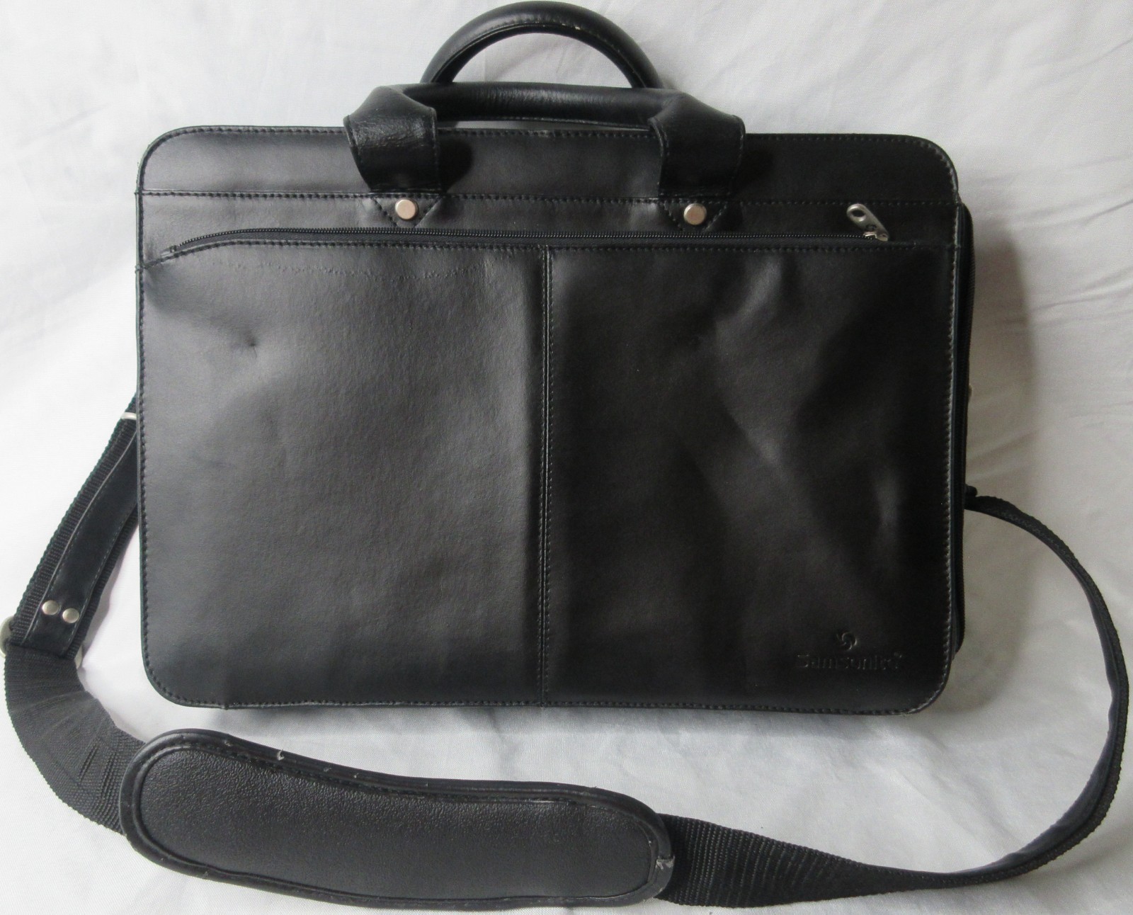 Samsonite Executive Black Leather Laptop Bag Briefcase #920955 Heritage Indust.