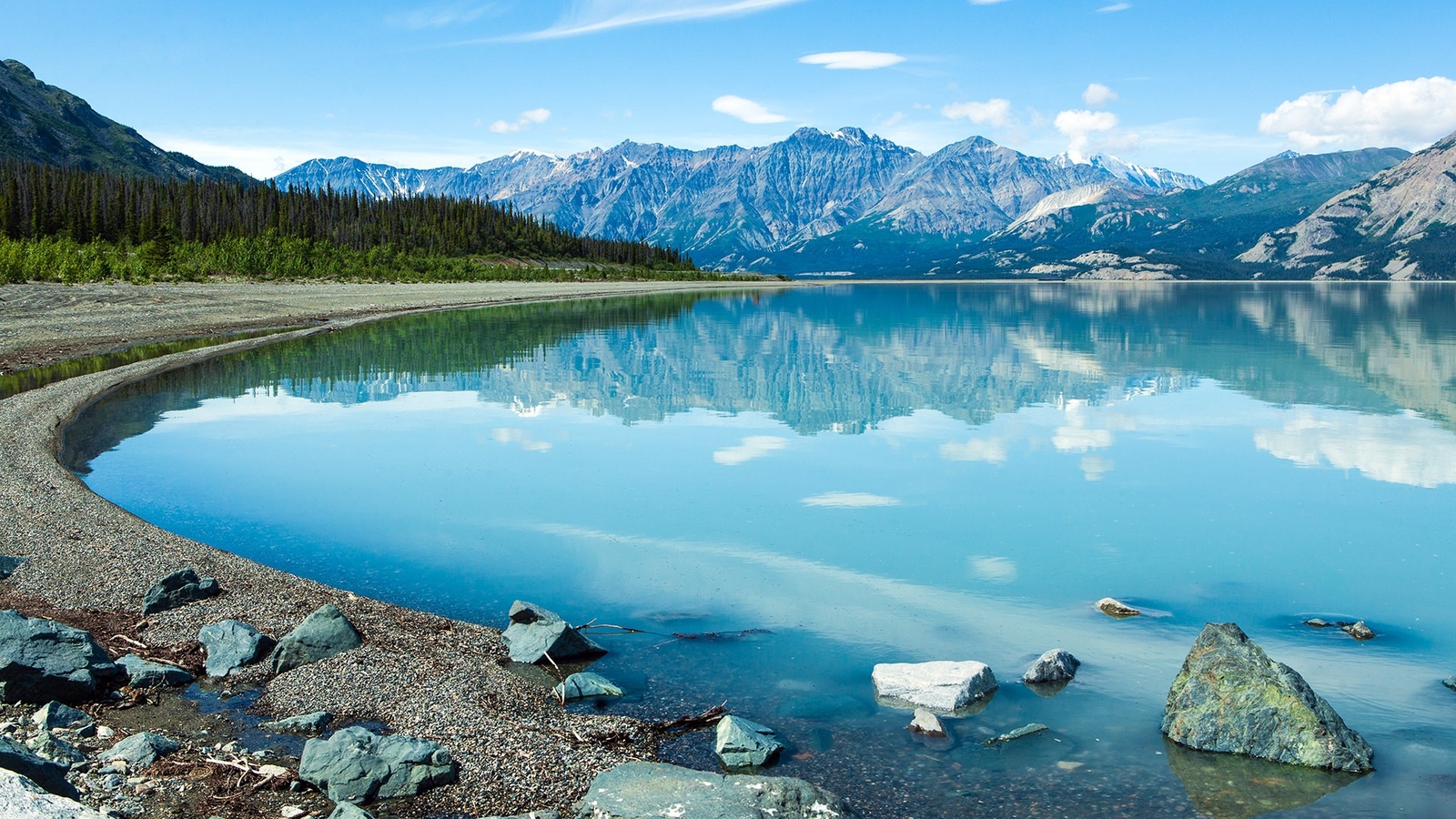 Landscape nature canada calm waters mountains lake Custom Gaming Mat Desk