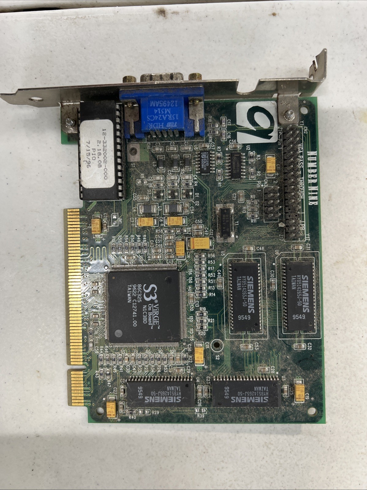 Number Nine S3 ViRGE/VX 86C325 PCI Video Card – 2MB – Vintage 1996 VGA