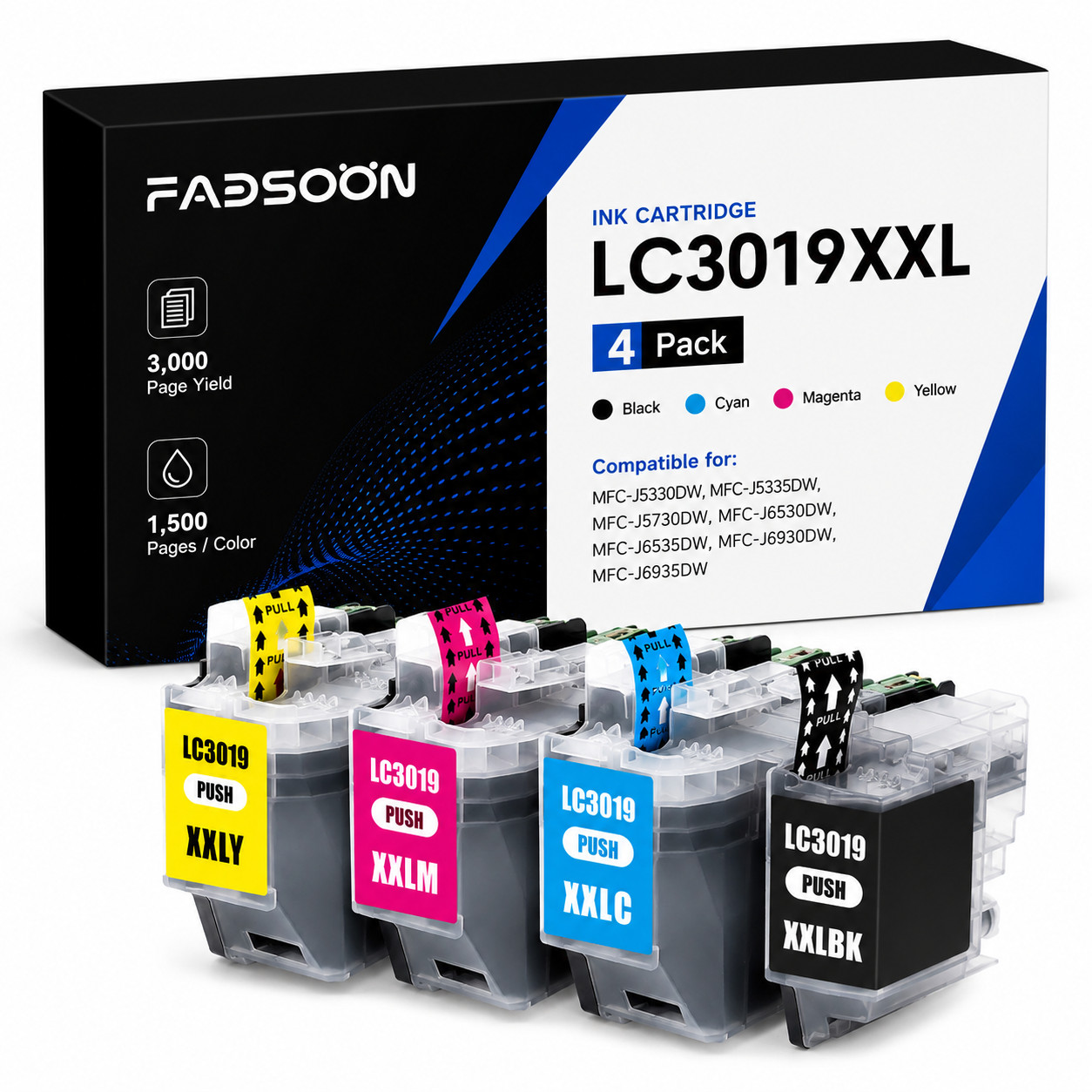 LC3019XXL 4PK BK/C/M/Y Ink Cartridge MFC-J5330DW MFC-J5335DW MFC-J6530DW J6730DW