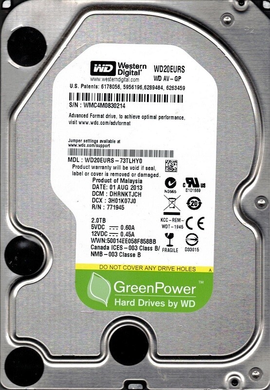 Western Digital WD20EURS-73TLHY0 2TB DCM: DHRNKTJCH WMC4M