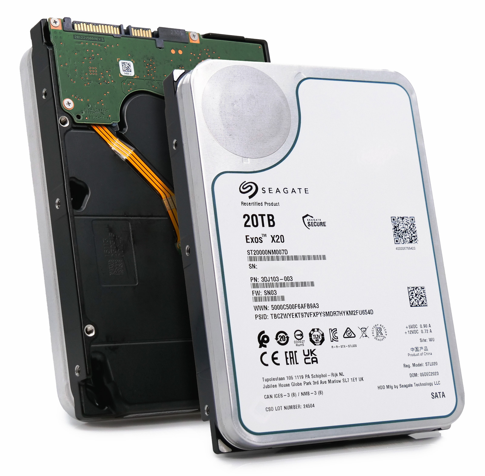Seagate Exos X20 20TB ST20000NM007D 7.2K RPM SATA 6Gb/s 3.5" HDD