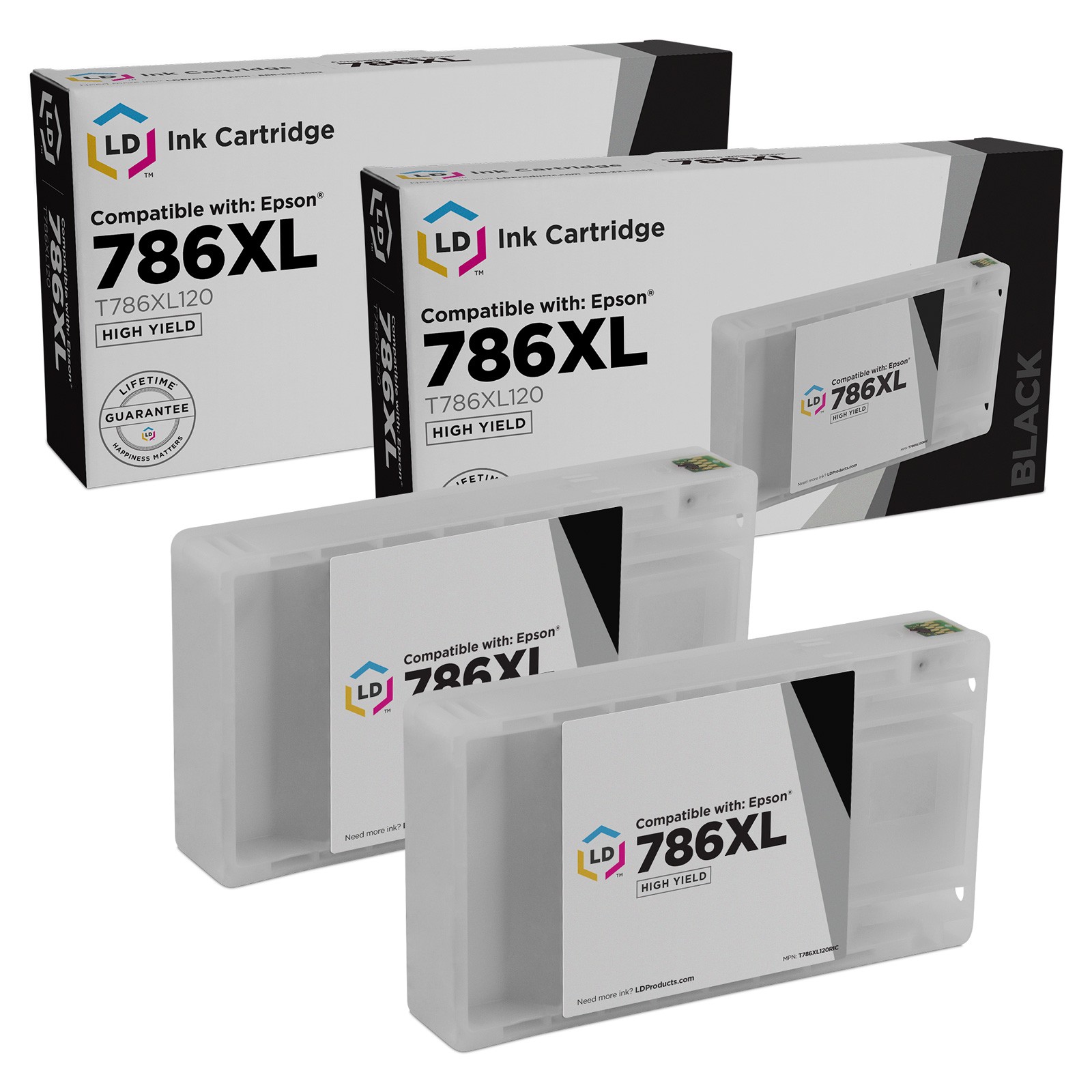 LD 2pk Replacement Black Ink Cartridge for Epson 786XL T786XL120 WF-5620 WF-5690