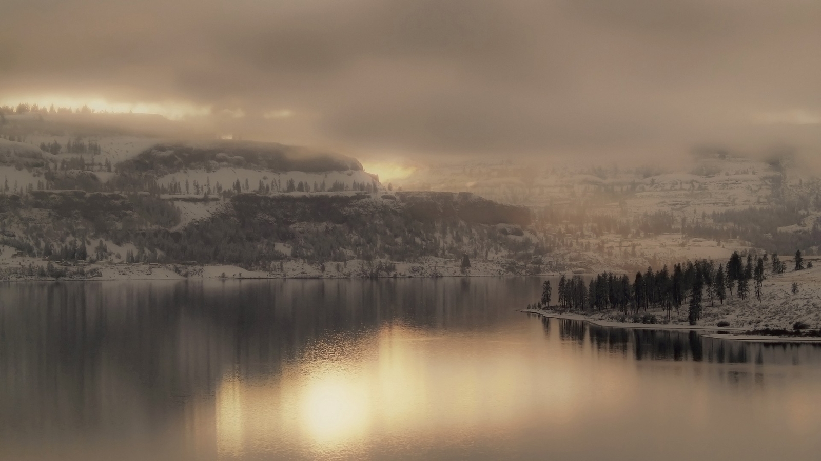 Landscape winter snow lake nature mountains water Custom Gaming Mat Desk