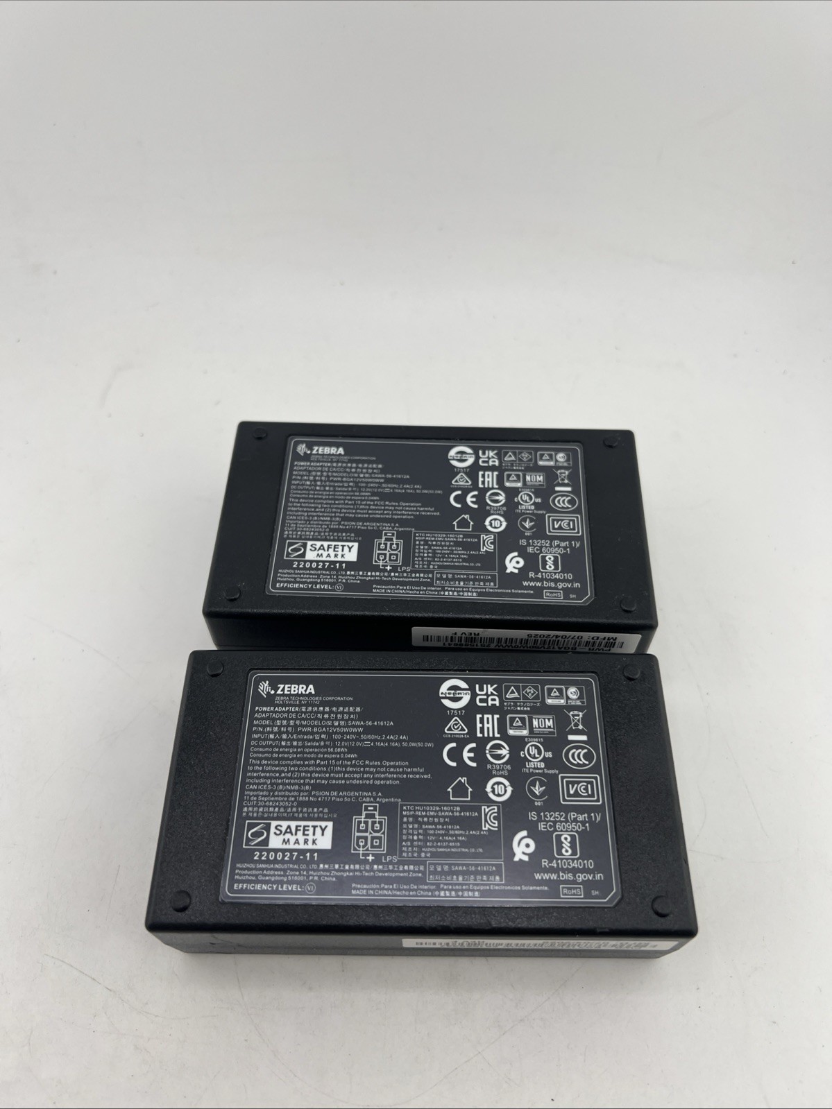 Zebra SAWA-56-41612A AC Adapter PWR-BGA12V50W0WW No Power Cord/Accessories 2 Qty