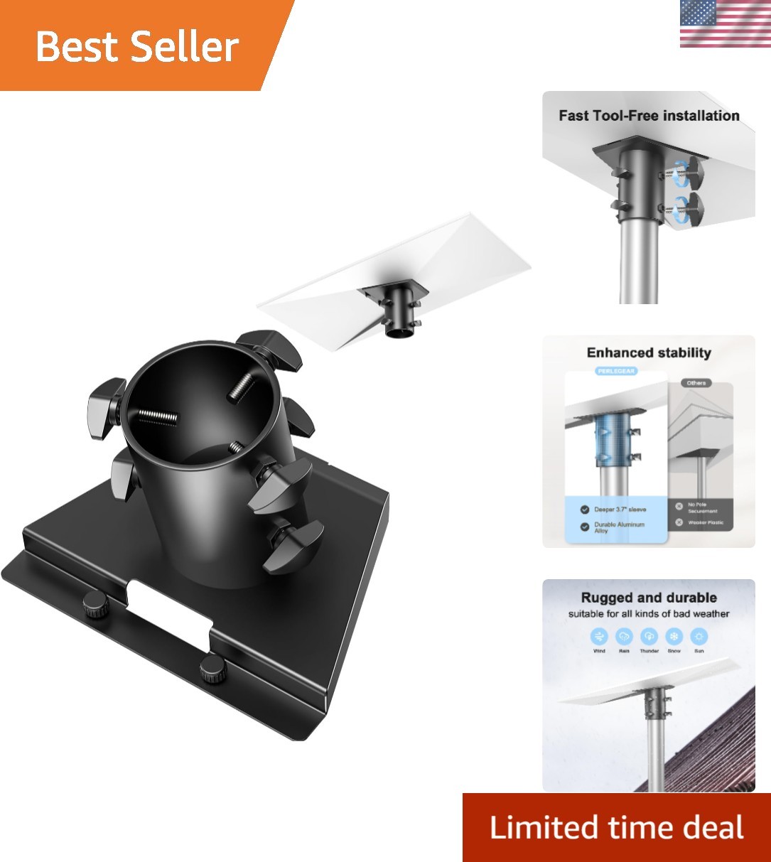 Durable Starlink Gen 3 Mount & Pipe Adapter - Effortless Tool-Free Installation