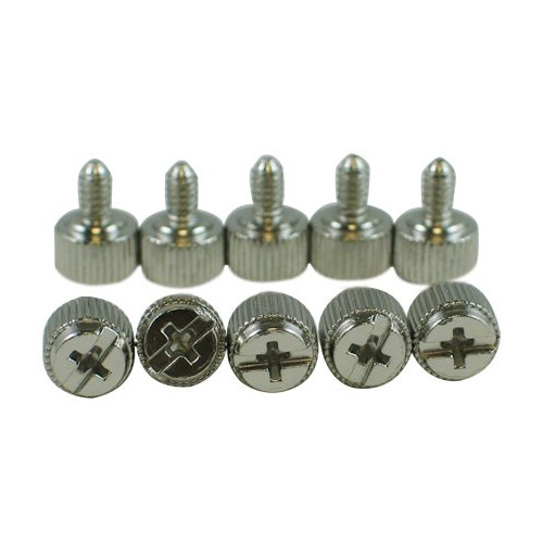 10 Chrome Computer Case Thumbscrews 6-32 for Cover / Power Supply / PCI Slots