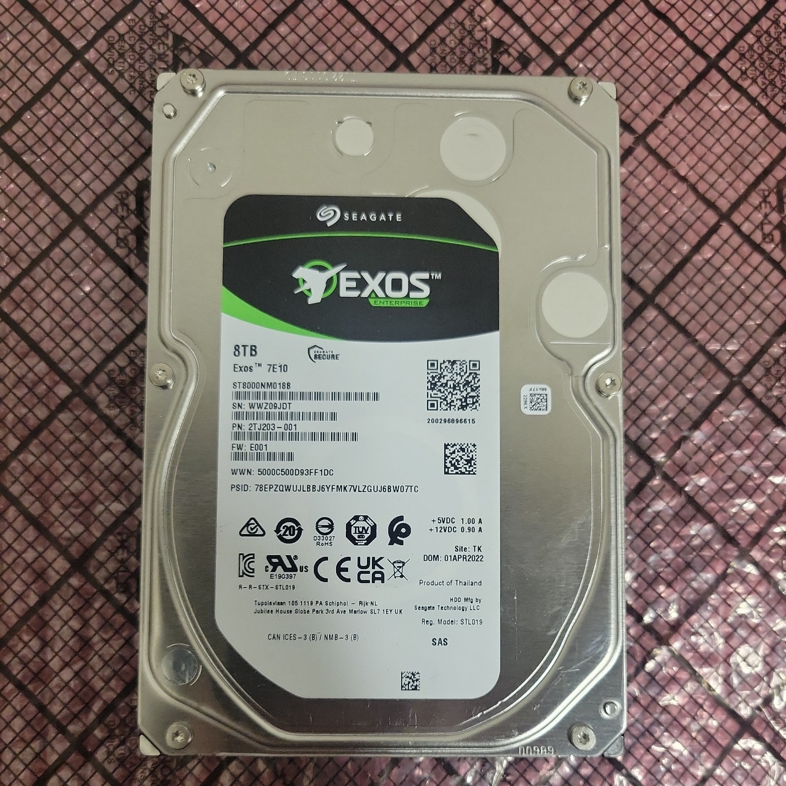 Seagate Exos 7E10 ST8000NM018B 8TB  3.5" SAS 7200RPM HDD FOR SERVER