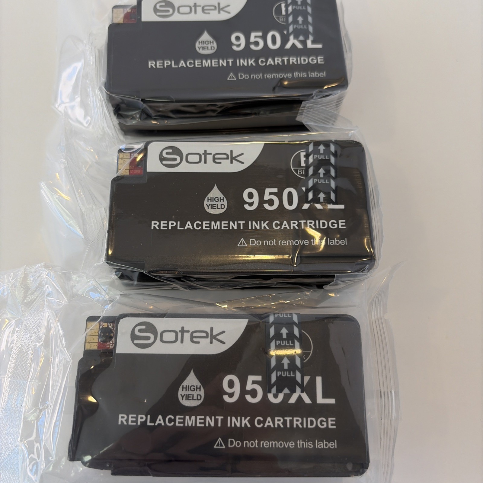 Sotek 950XL Black Replacement INK Cartridges Computer Printer NEW Lot of 3 Exp ?