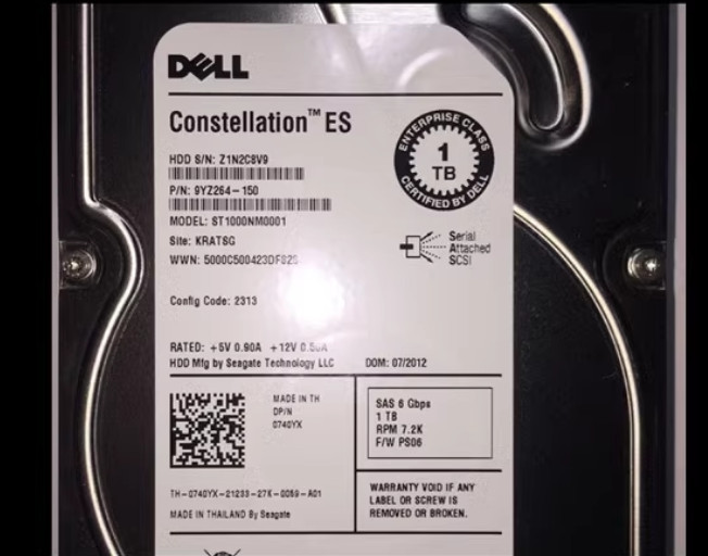 Dell 740YX 0740YX 1TB SAS 3.5" 7.2KRPM ST1000NM0001 Hard Drive
