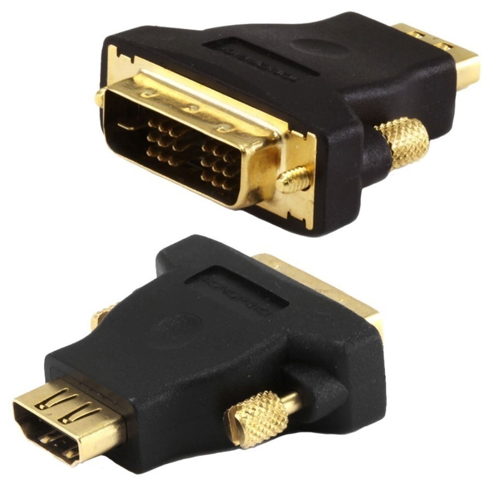 2 Pcs DVI-D Single Link Male to HDMI Female Audio Video Adapter Converter HDTV