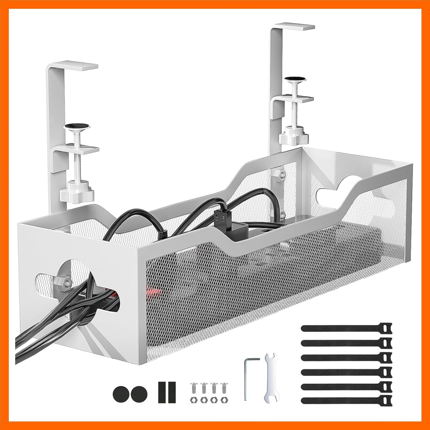 13.38'' No Drill Under Desk Cable Management Tray - Organize Your Cords in Style