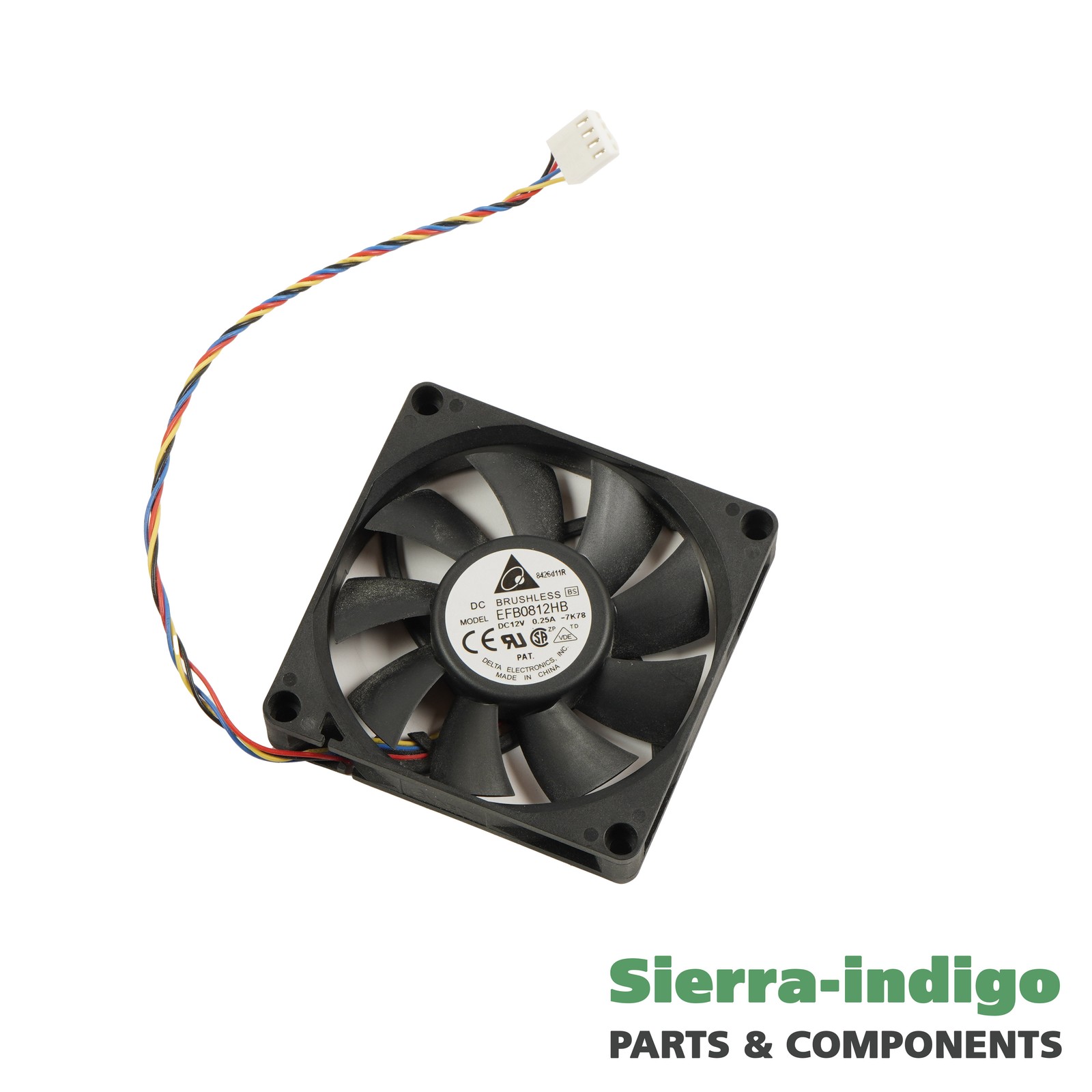 Delta EFB0812HB-7K78 DC12V 0.25A 80mm x 15mm 4-Pin 4-Wire Fan