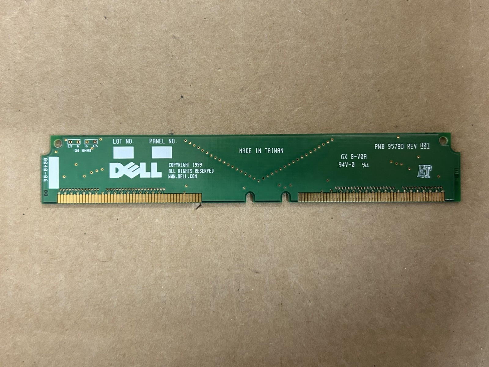 Dell PWB 9578D  Spacer Rambus RIMM (CRIMM) Terminator Module