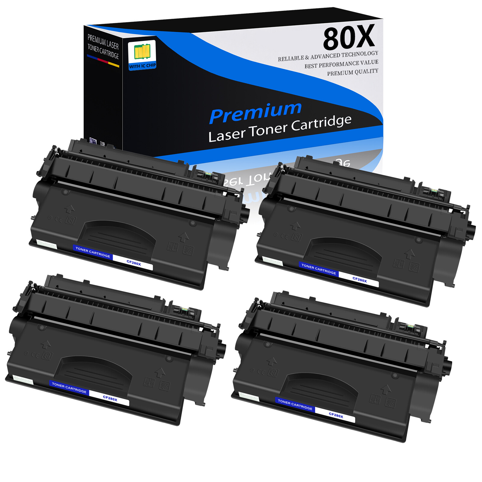 4PCS CF280X 80X Toner Cartridge for HP Laserjet Pro 400 M425dn M401dn M401dne