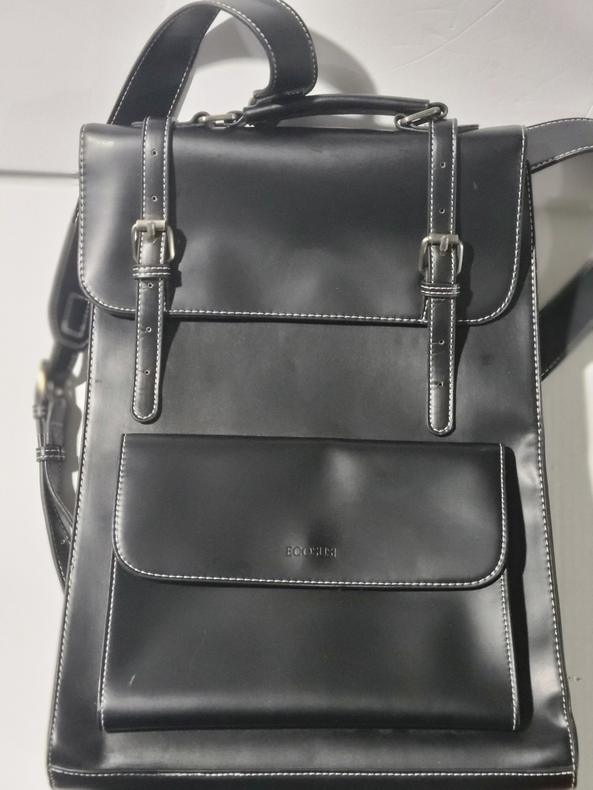 ECOSUSI Laptop Backpack for Women PU Leather Black Vintage Laptop 15.6 In NEW