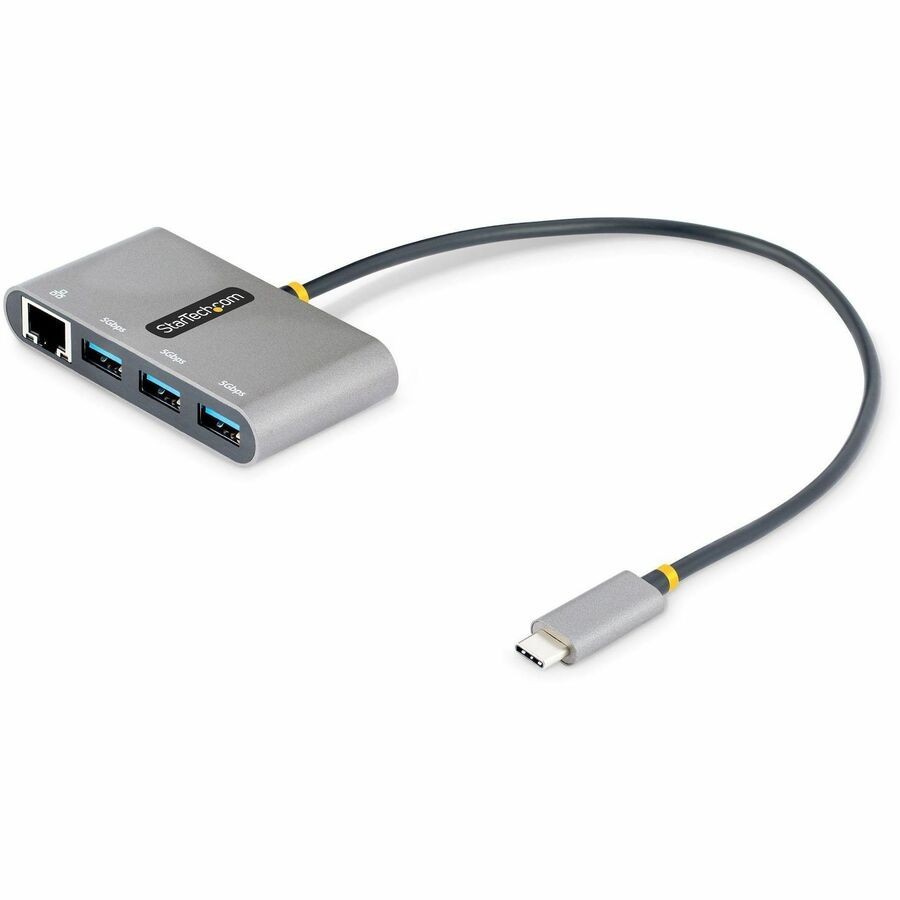 StarTech 3-Port USB-C Hub with Ethernet, 3x USB-A, Gigabit Ethernet, USB 3.0