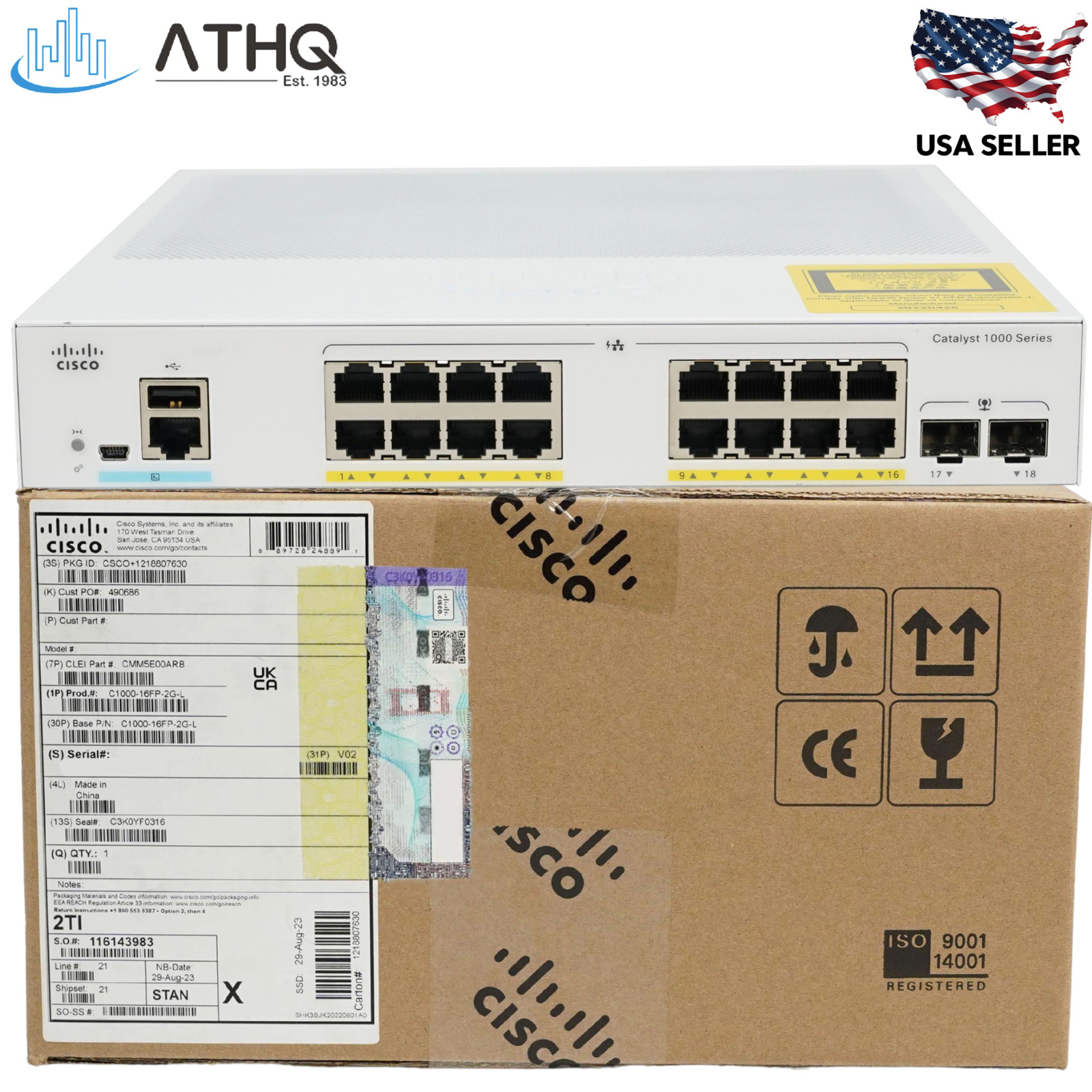 Cisco Catalyst C1000-16FP-2G-L 16-Port Gigabit PoE+ Managed Switch 2xSFP Uplinks