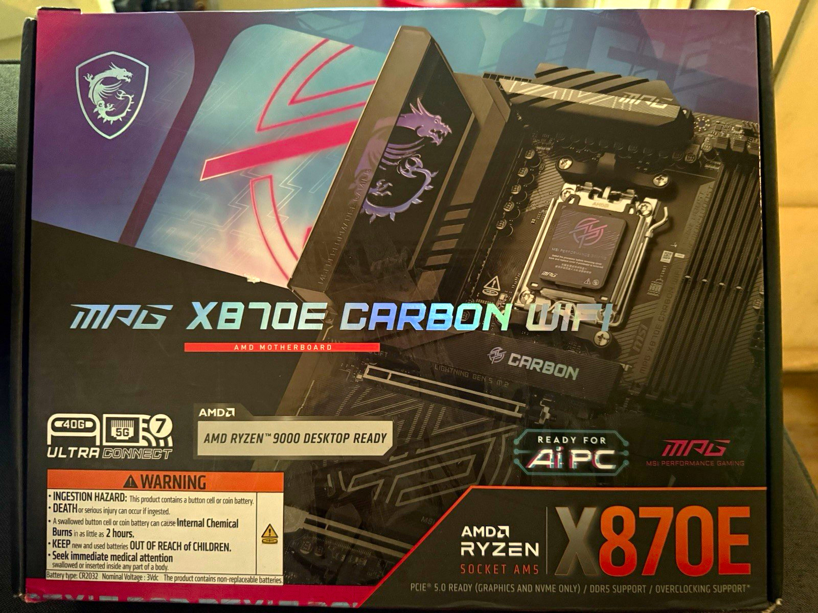 MSI MPG X870E CARBON WIFI ATX AMD AM5 DDR5 4 DIMM M.2 HDMI WiFi