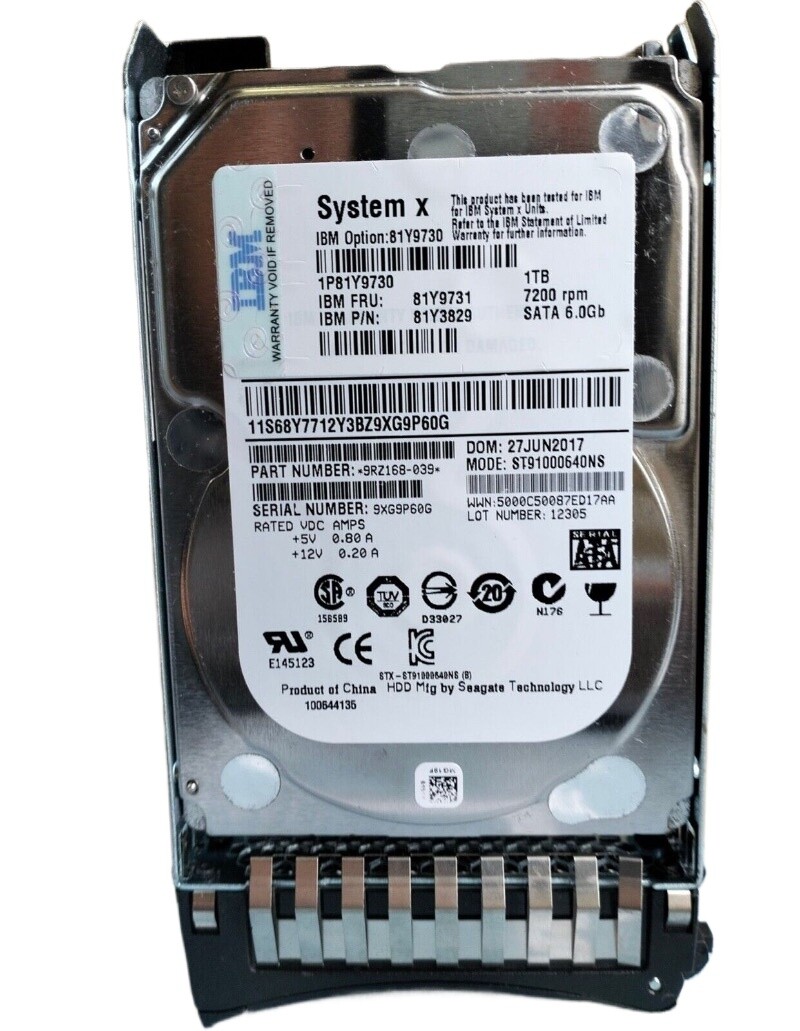 IBM 1TB 7200 RPM 6G 2.5" SATA Nearline Hot Swap HDD 81Y9731 81Y9730