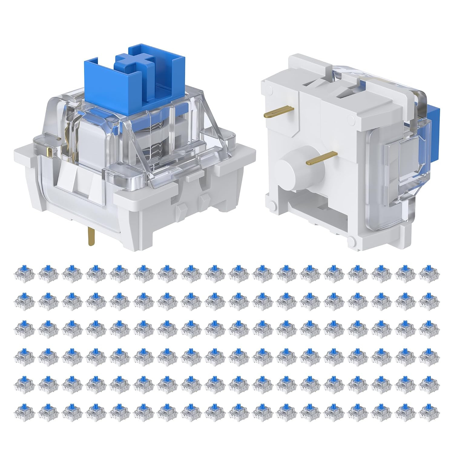 108 Pieces Blue Mechanical Keyboard Switches Dustproof 3 Pin