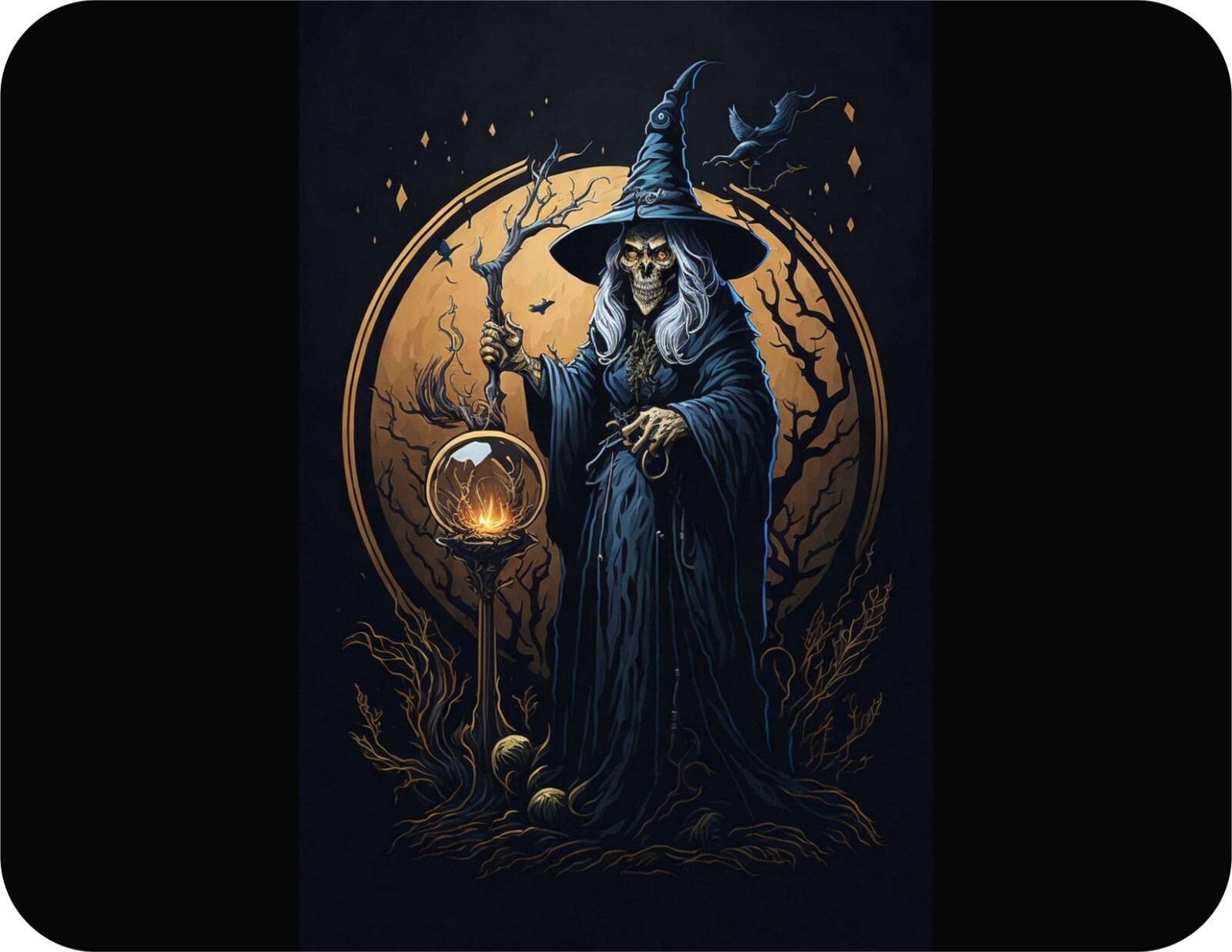 Halloween Witch Crystal Ball Art AI Design  Novelty Mouse Pad Stunning