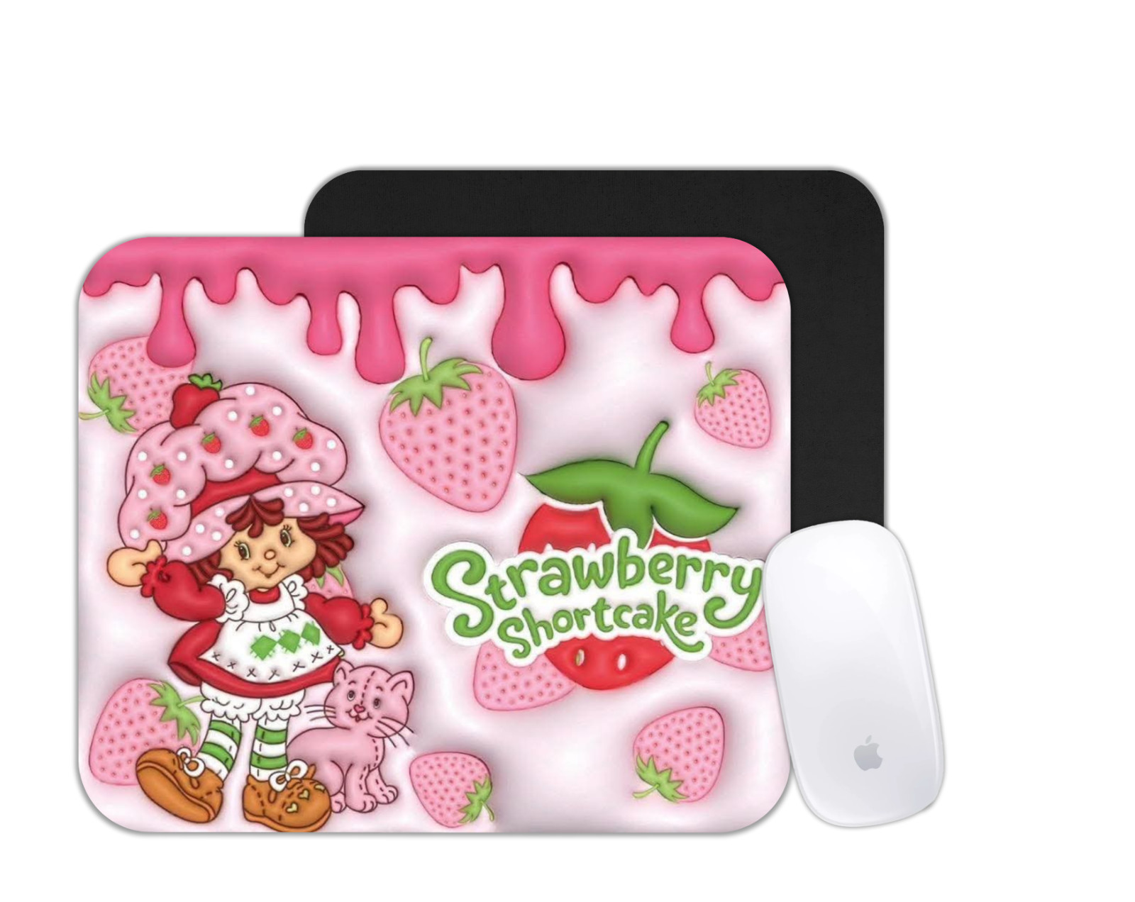 Retro Strawberry Girl Cartoon Mouse Pad Gift | Vintage Cute Desk Mat