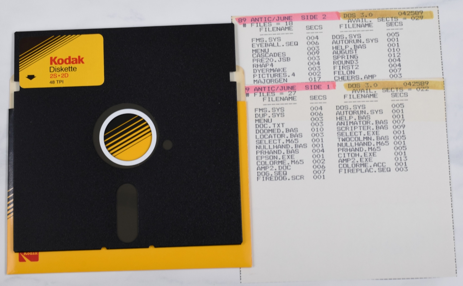 Vtg Kodak Computer Floppy Disk-Collectible, Untested, As-Is Atari Antic Jun 89