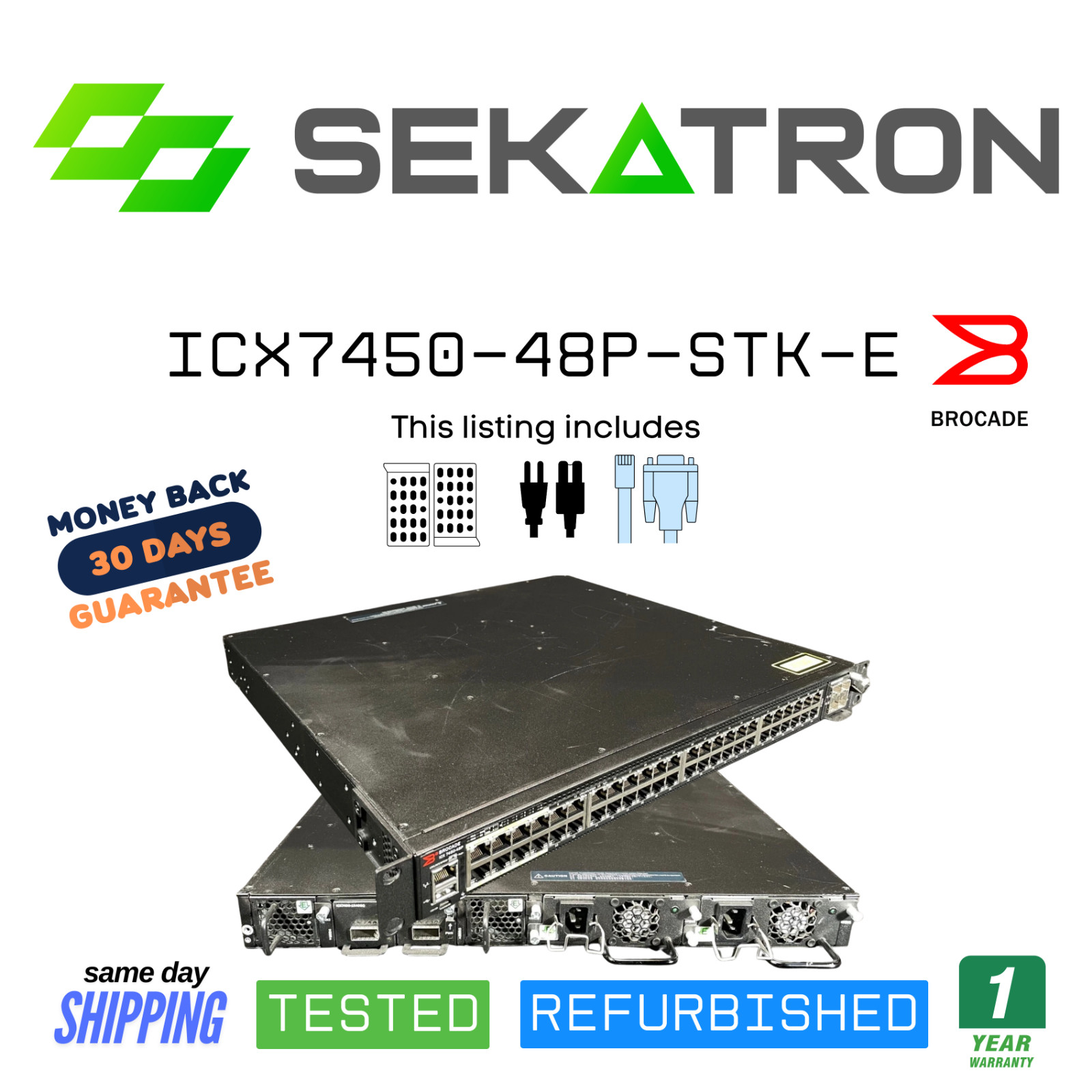 ♻️ Brocade ICX7450-48P-STK-E 48-Port PoE Gigabit Switch w/ 4x SFP+⚡Fast Ship
