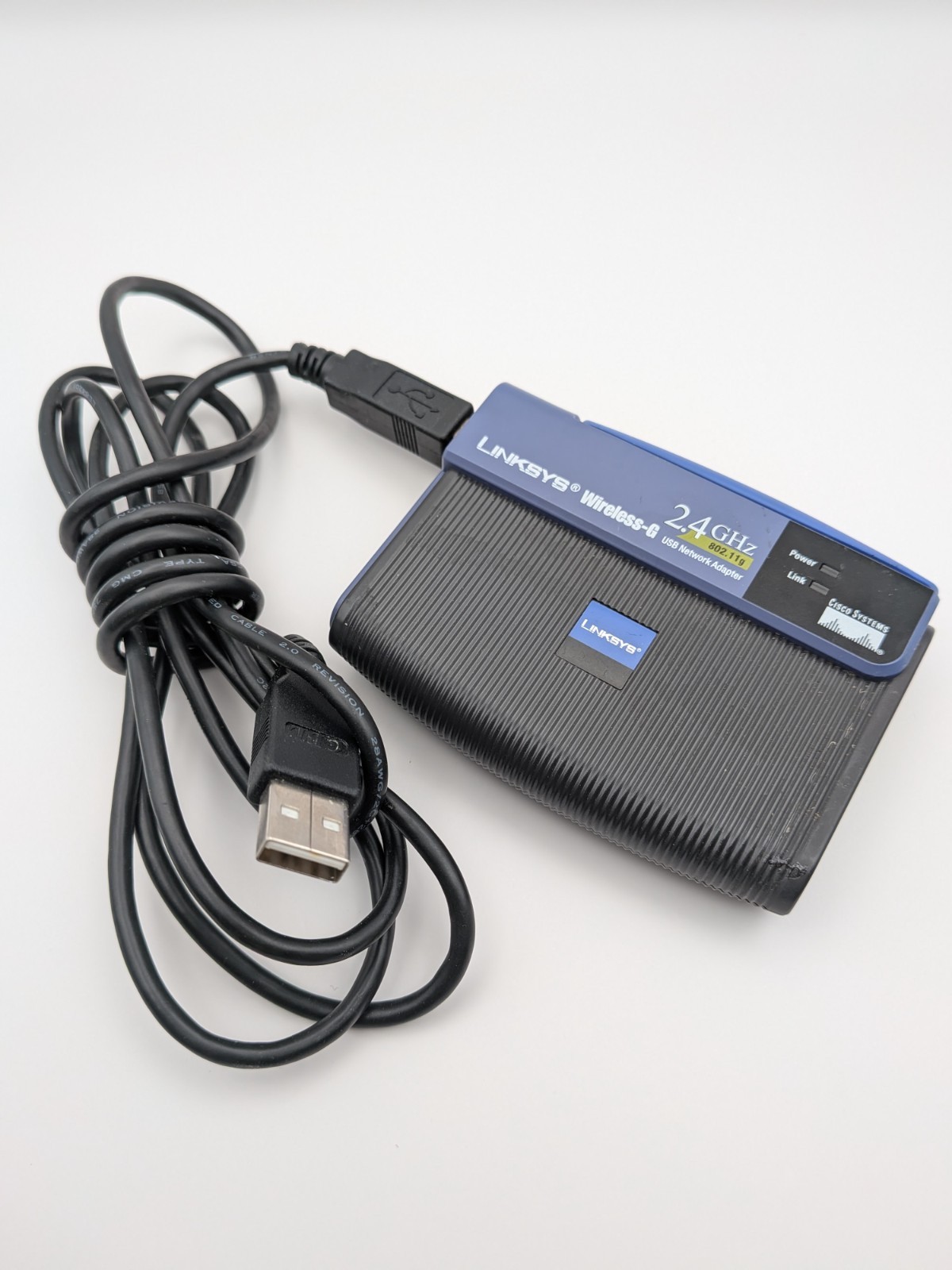 Linksys WUSB54G Ver 4 Wireless-G USB WiFi Network Adapter w/ Cable Powers On