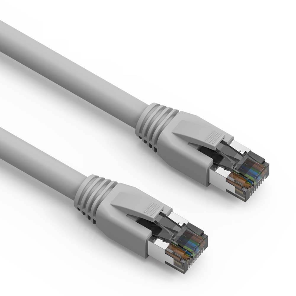 10 Pack of 25Ft CAT8 S/FTP Ethernet Network Cable Gray 24AWG