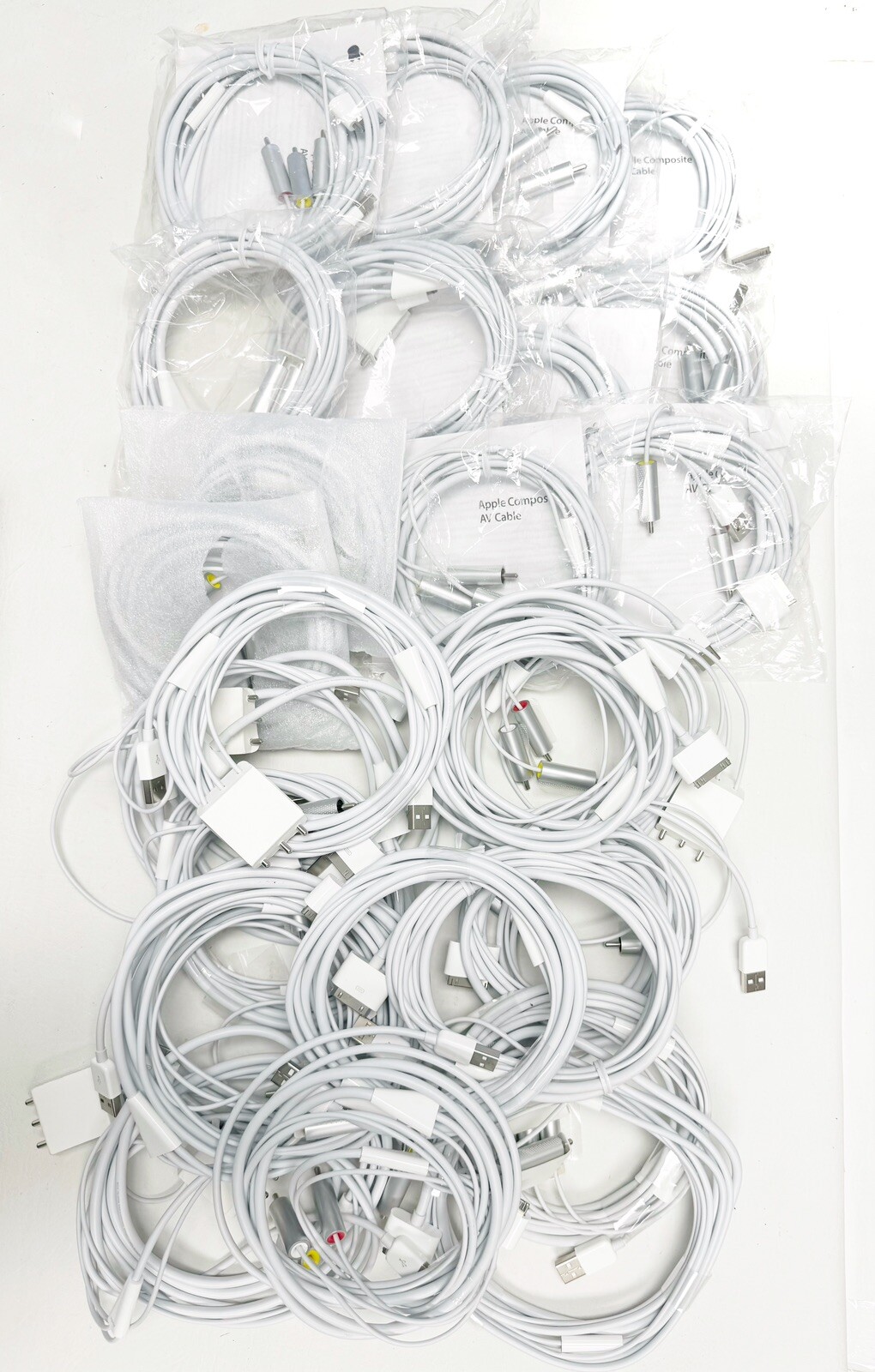 25pcs OEM Apple 30 Pin Composite Video RCA to USB Cables for iPad iPhone iPod