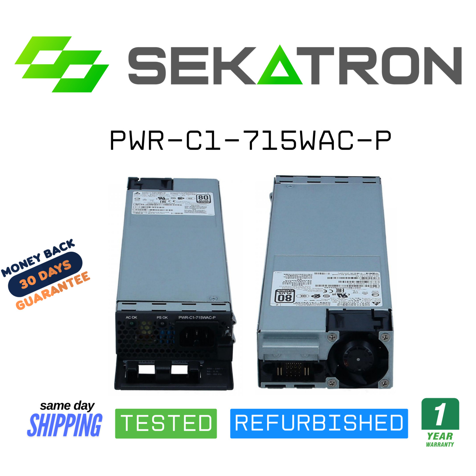 ♻️ Cisco PWR-C1-715WAC-P 715W AC Platinum Power Supply for Catalyst 9300 Series