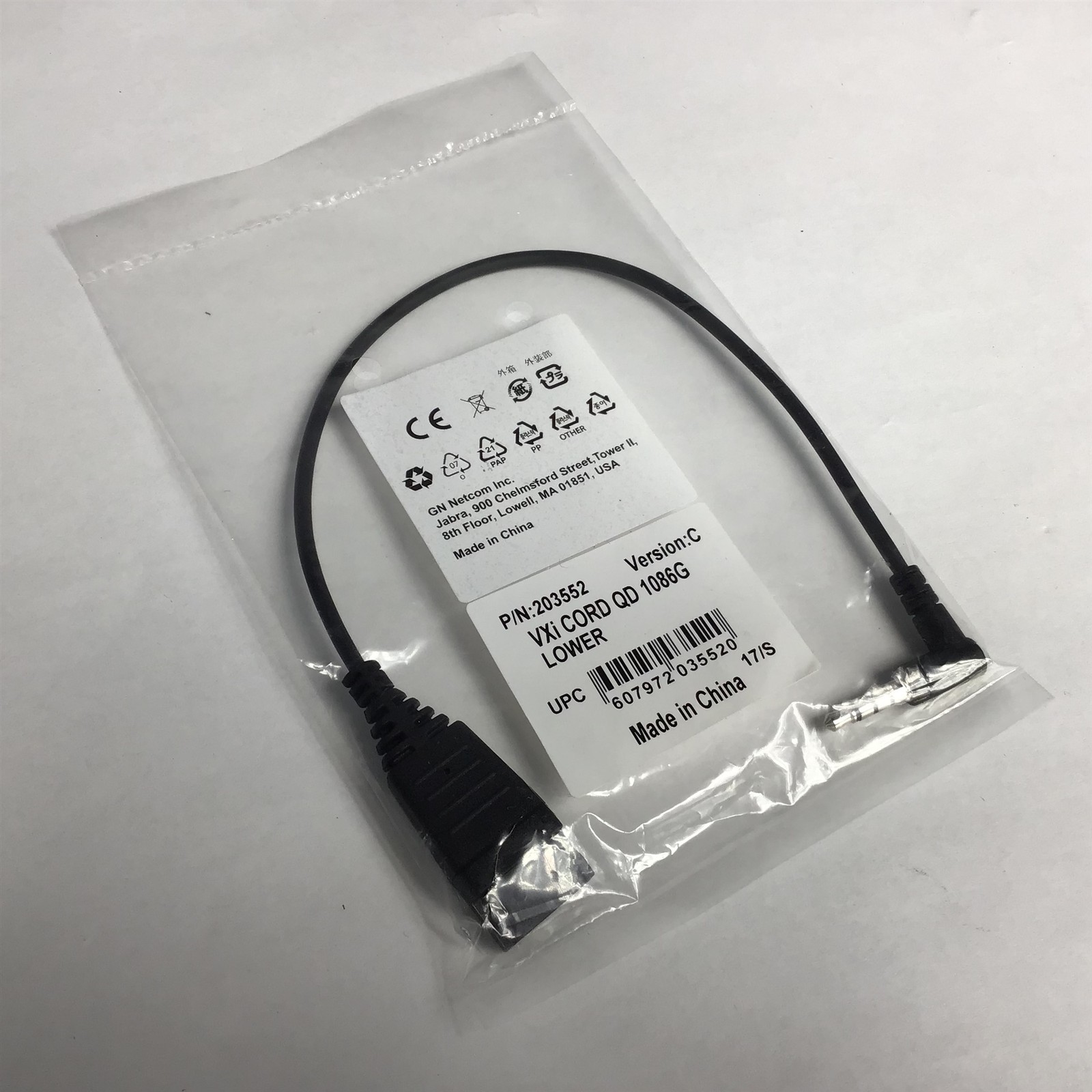 Lot of 20 Jabra VXi Cord 1086G Lower Quick Disconnect QD Cable 203552 - Sealed